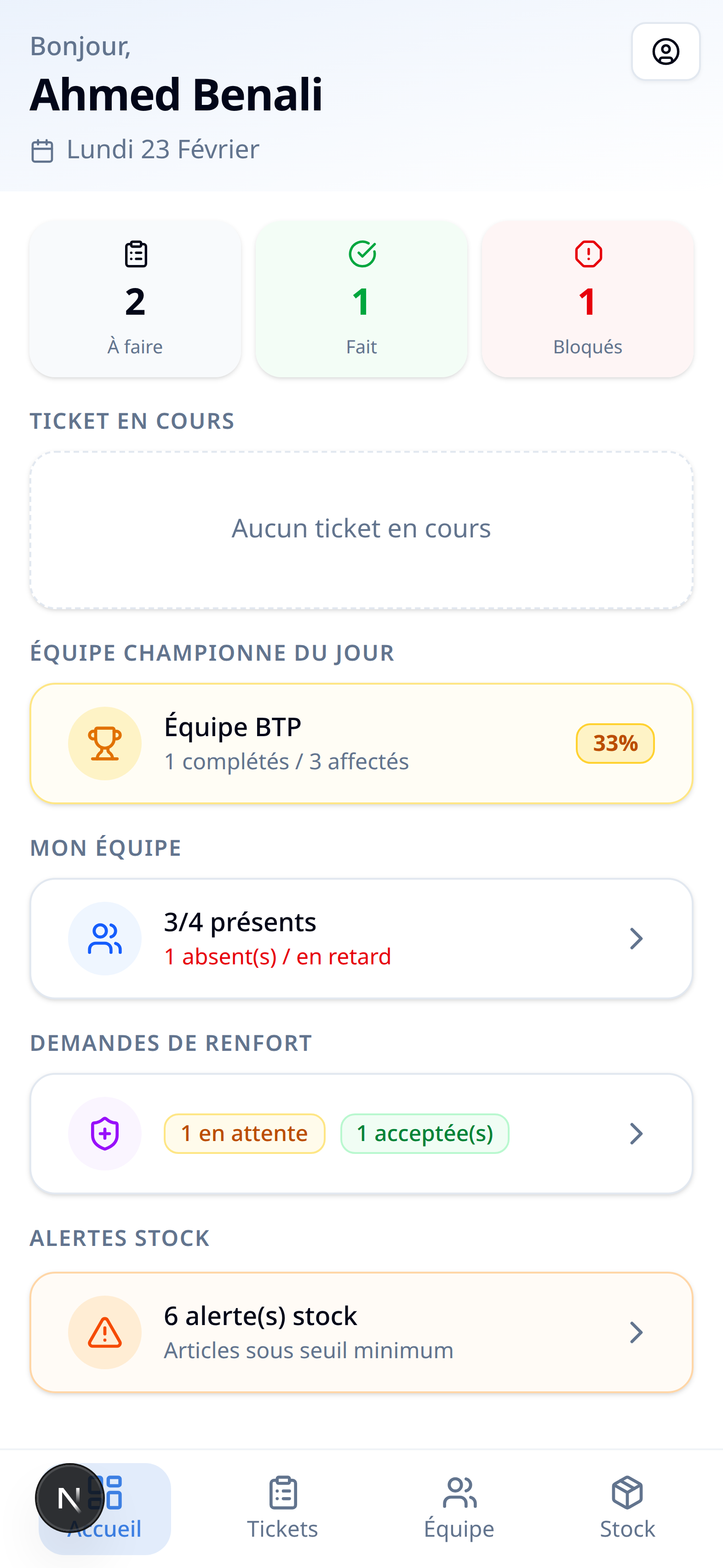 Accueil chef
